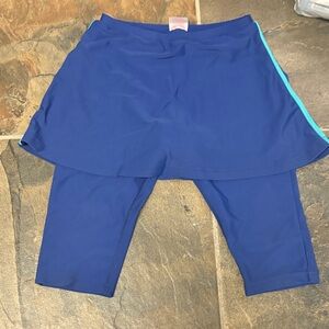 Girls' Blue Skort Leggings with Aqua Trim